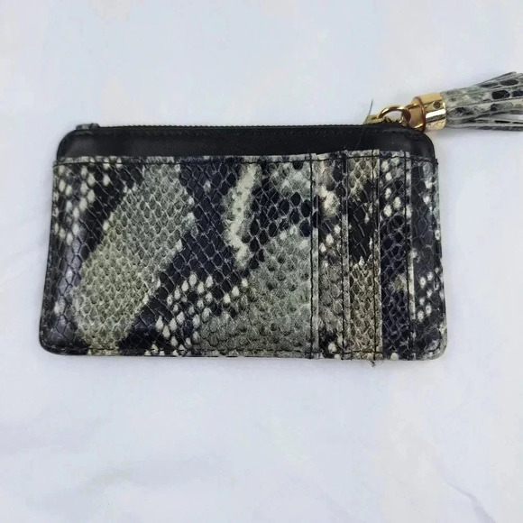 Ted Baker 100% Bovine Leather with Simulated Snake Skin Wallet Black/Cream Color - Picture 2 of 7